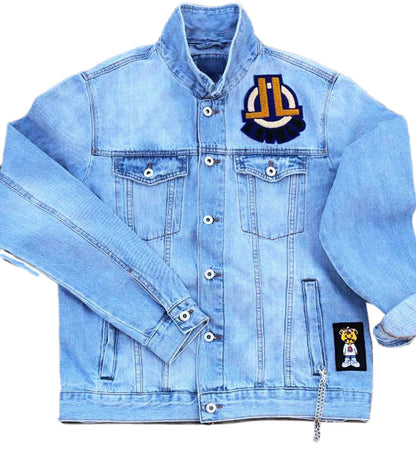 LEVELS ICONIC FACE (LIGHT STONEWASHED) JEAN JACKET W/ CHENILLE PATCHWORK